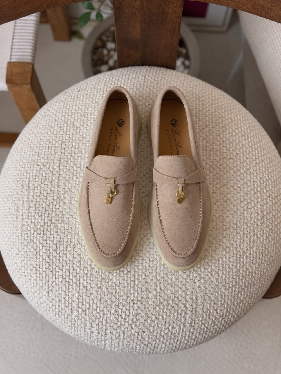 Loro Piana Loafers - Beige Suede, Beige, White, Grey