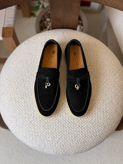 Loro Piana Loafers - Beige Suede, Beige, White, Grey