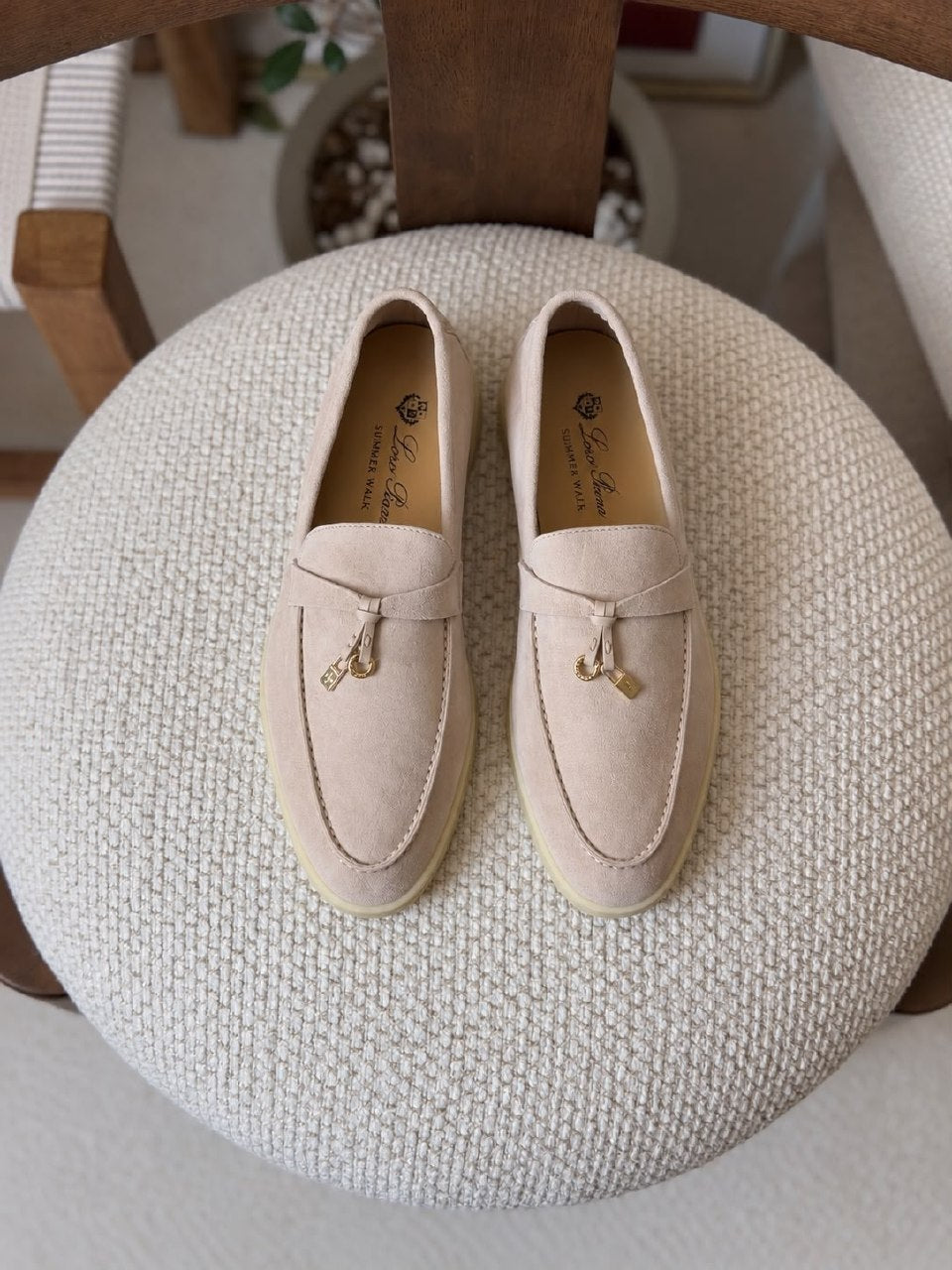 Loro Piana Loafers - Beige Suede, Beige, White, Grey