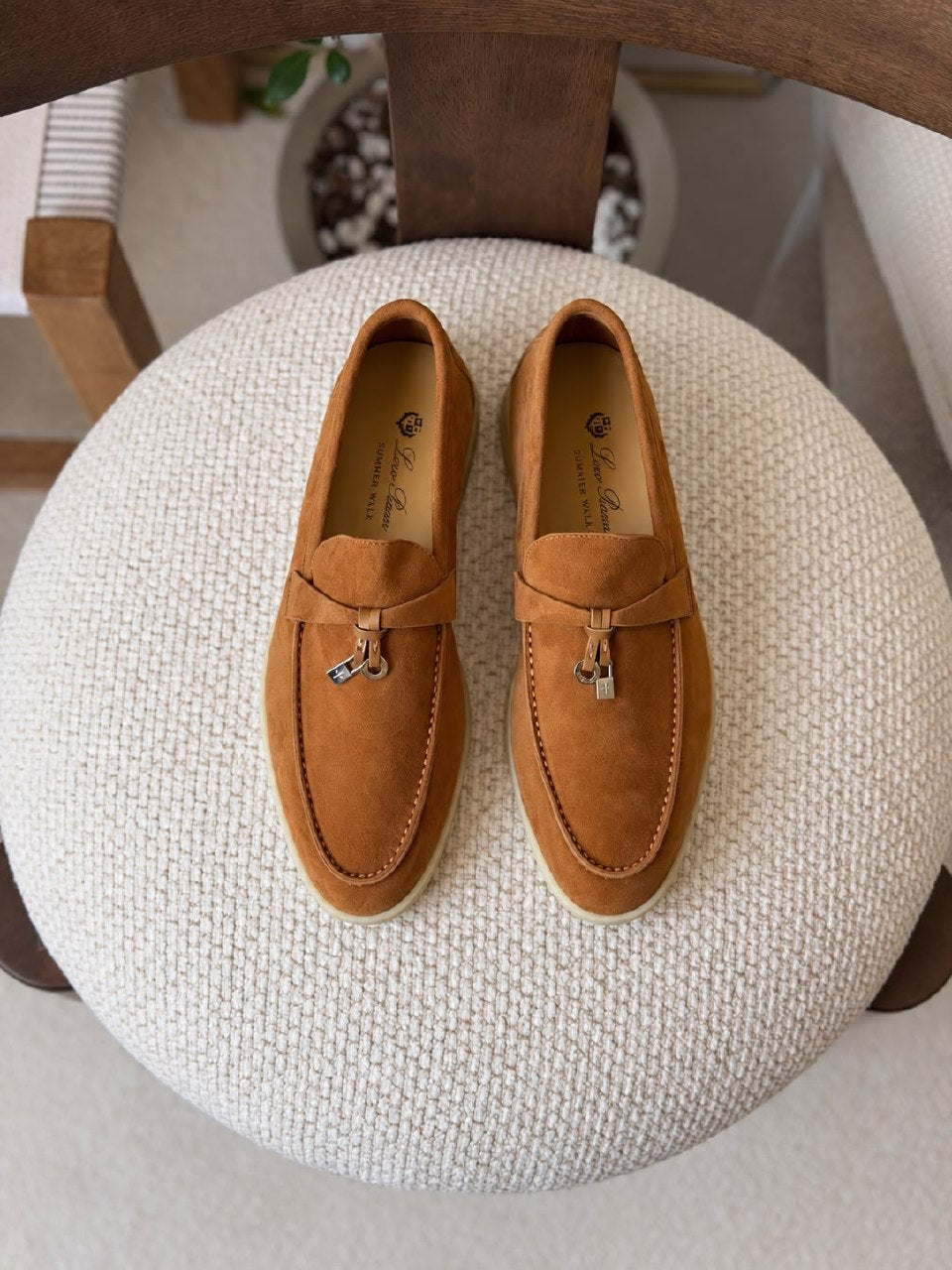 Loro Piana Loafers - Beige Suede, Beige, White, Grey