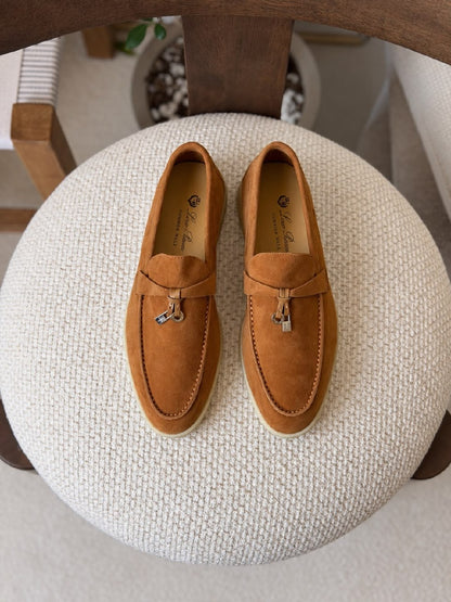 Loro Piana Loafers - Beige Suede, Beige, White, Grey
