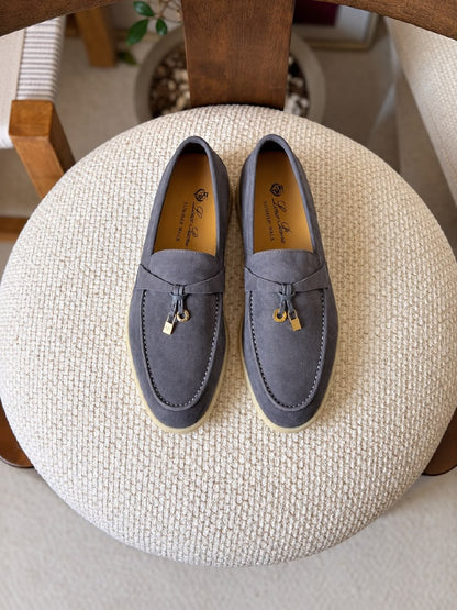 Loro Piana Loafers - Beige Suede, Beige, White, Grey