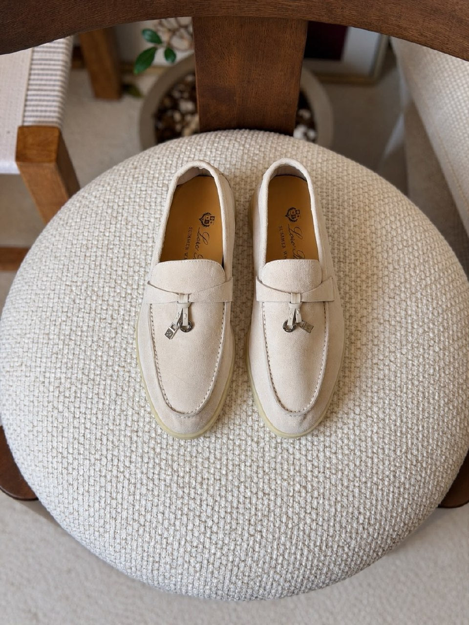 Loro Piana Loafers - Beige Suede, Beige, White, Grey