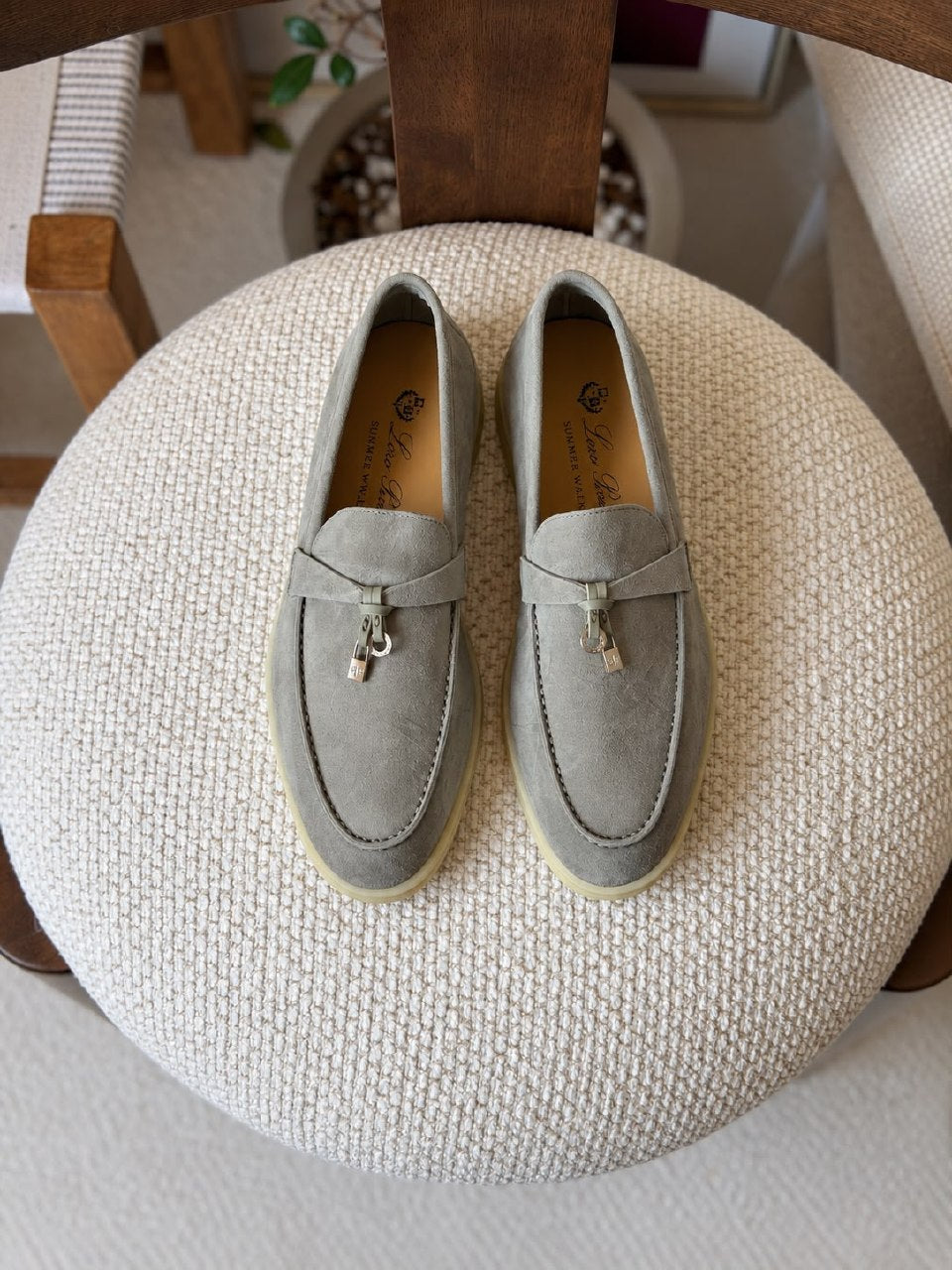 Loro Piana Loafers - Beige Suede, Beige, White, Grey