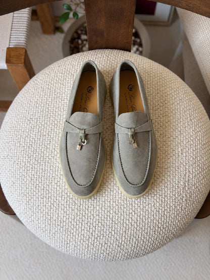 Loro Piana Loafers - Beige Suede, Beige, White, Grey