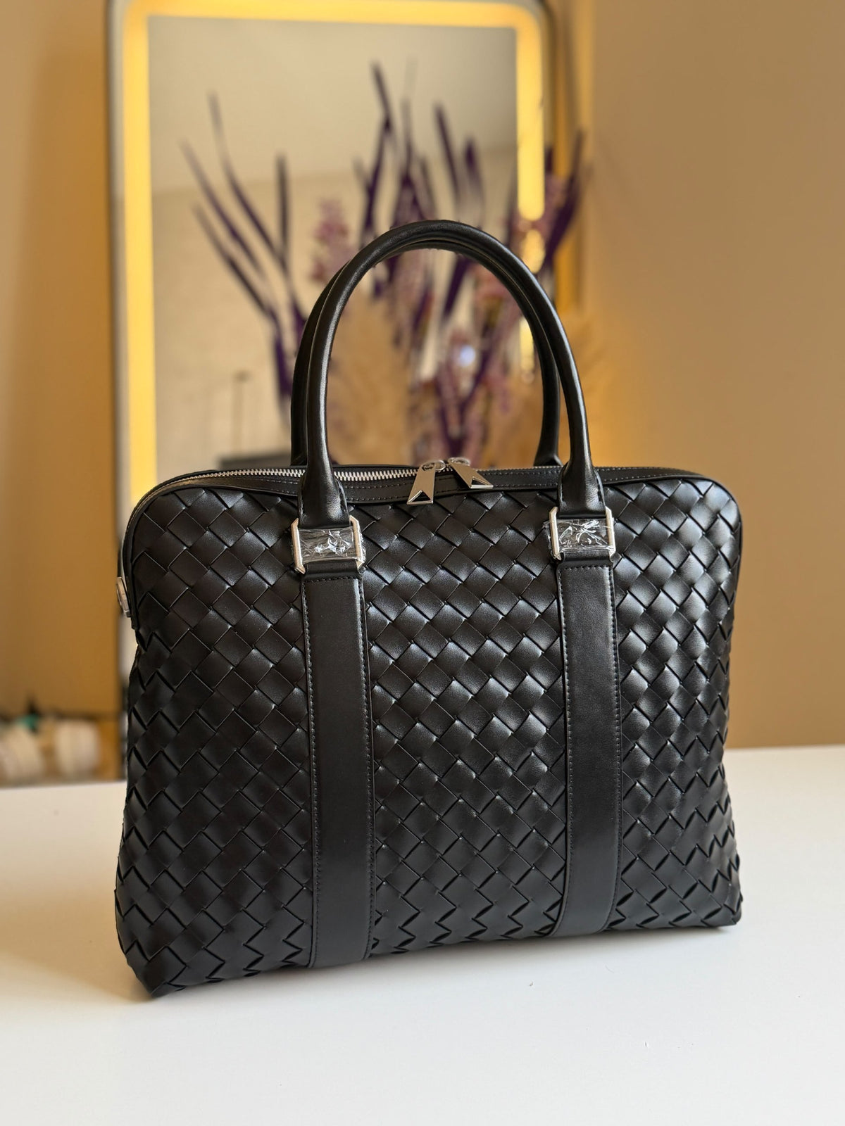 Bottega Veneta Band-Front Briefcase - Black