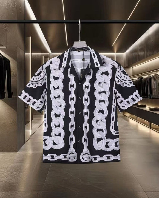 Versace Medusa-Chain Polo Shirt - Black