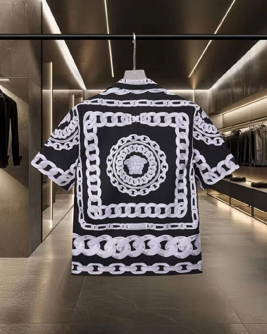Versace Medusa-Chain Polo Shirt - Black