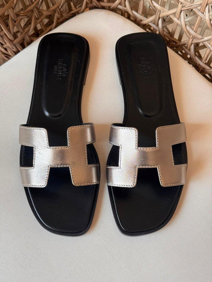 Hermes Slippers - Black