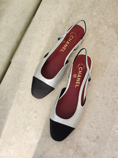 Chanel Low-Heel Slingback Heels - Black