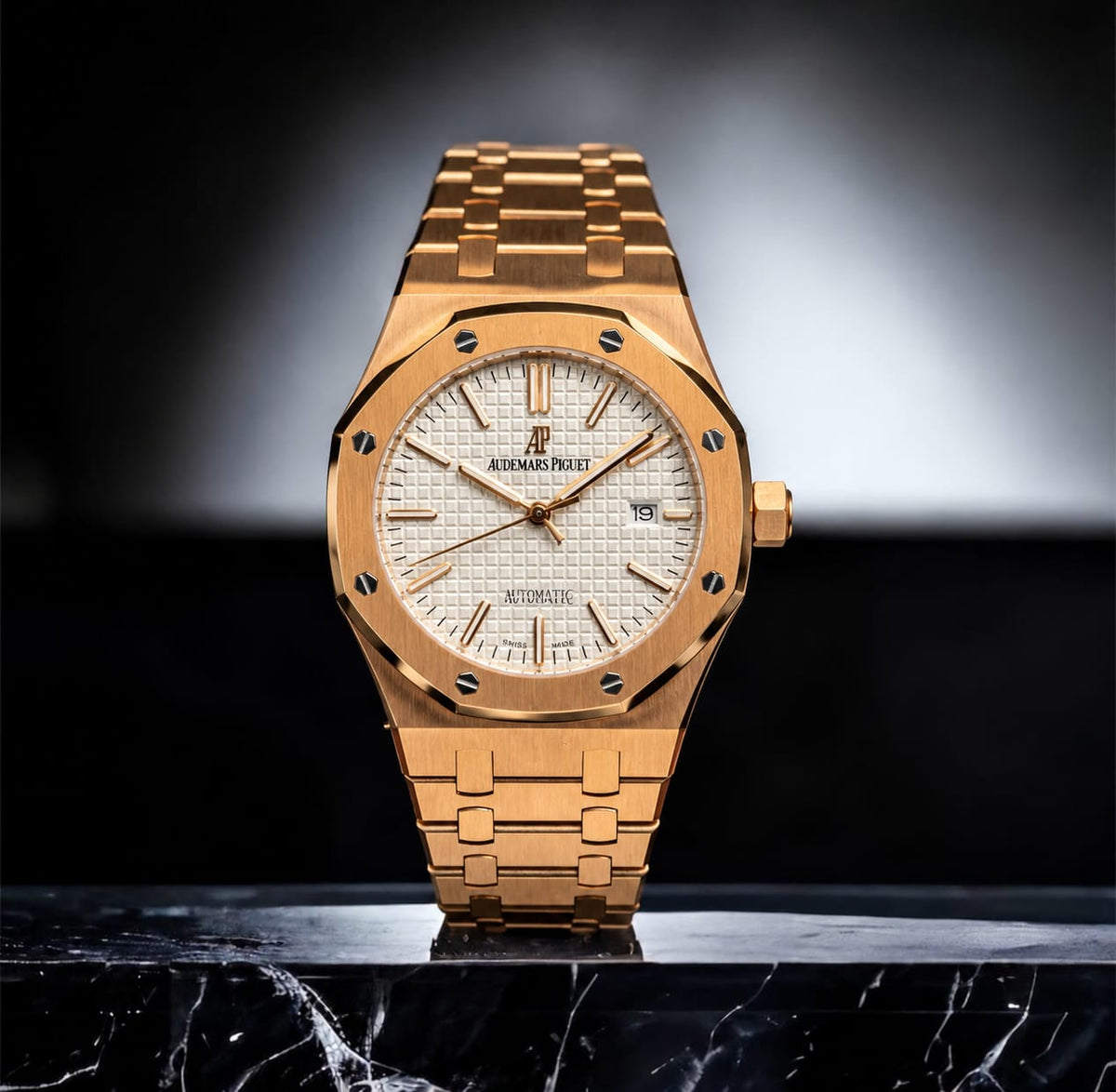 Audemars Piguet Watch Waffle Dial Integrated Bracelet - 