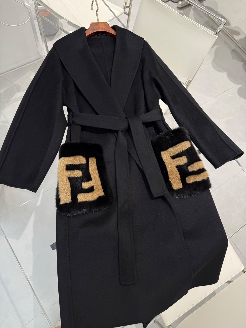 Fendi Coat - Black, Beige