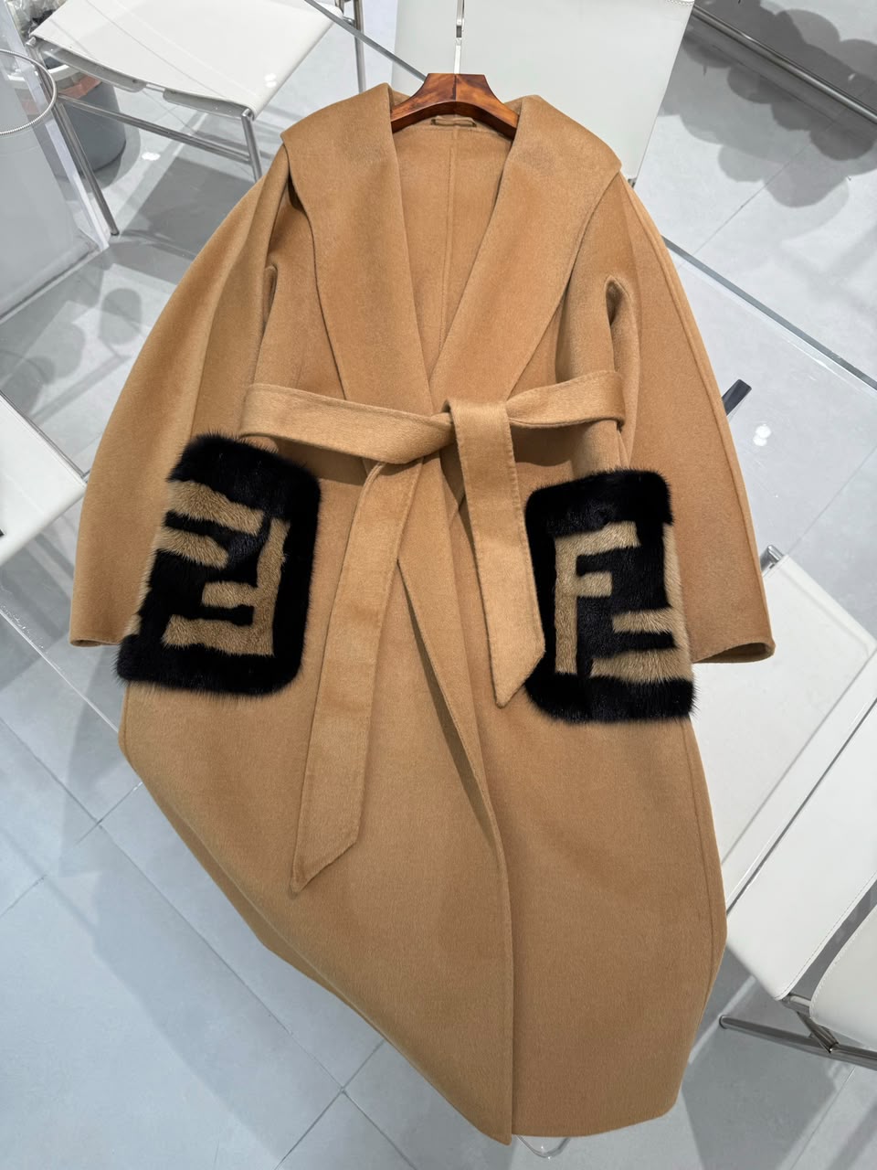 Fendi Coat - Black, Beige
