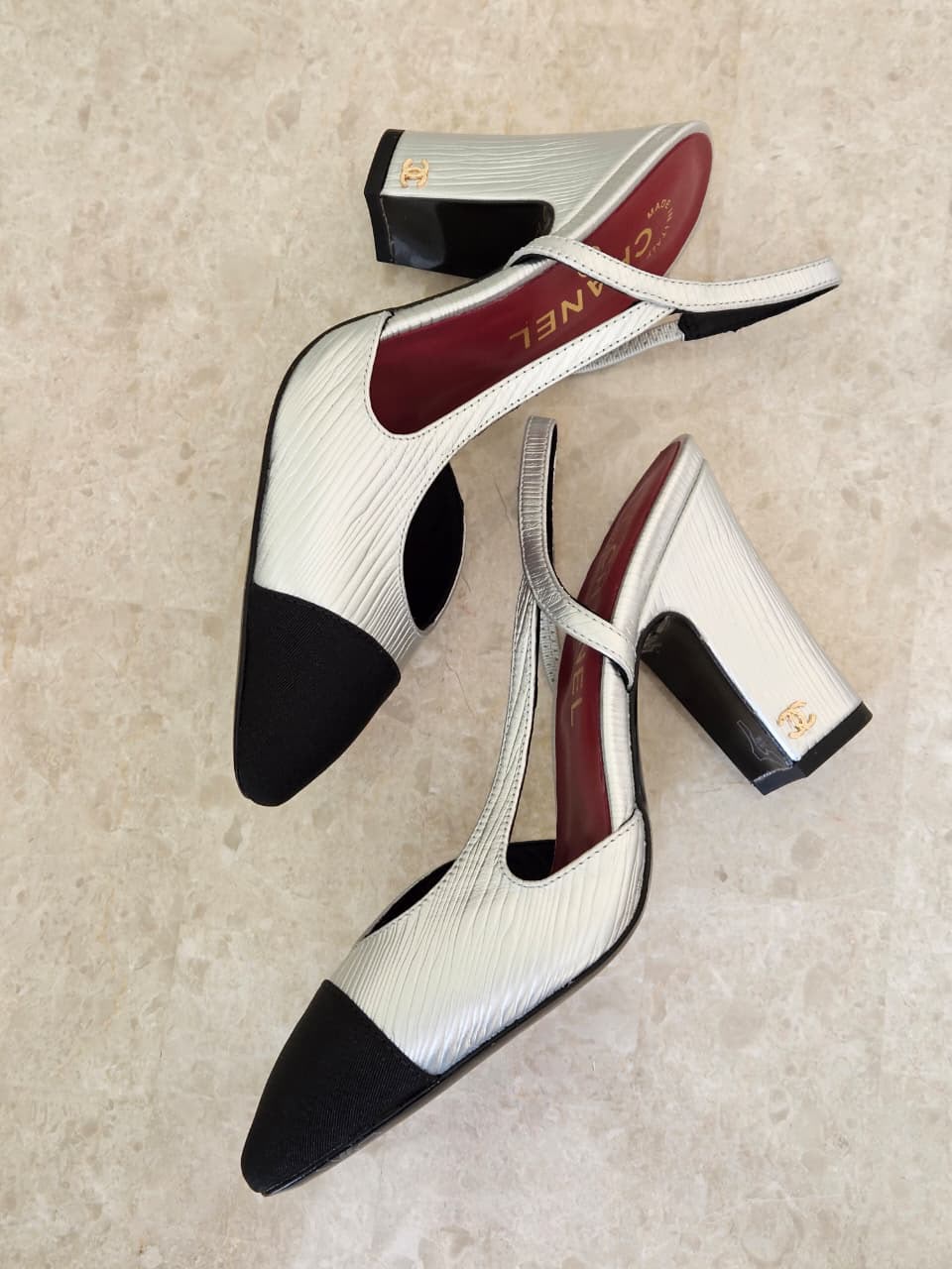 Chanel Block-Heel Slingback Heels - Black