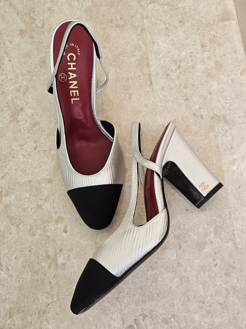 Chanel Block-Heel Slingback Heels - Black