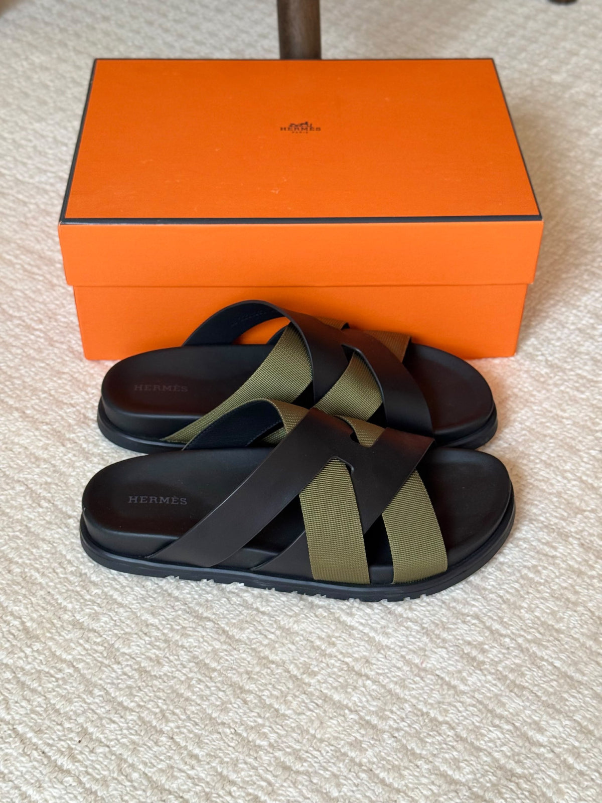 Hermes Slippers - Black & Green