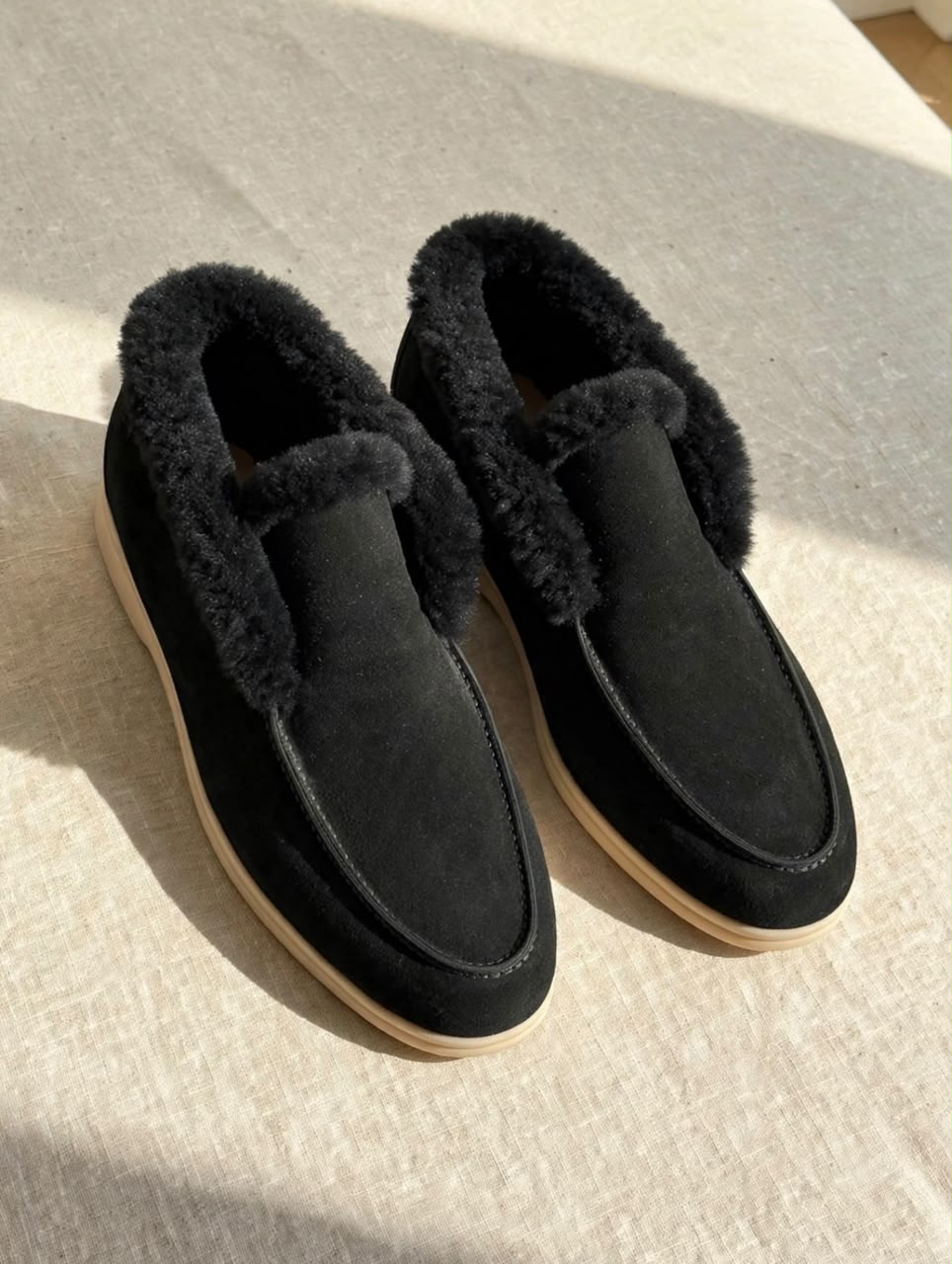 Loro Piana High-Collar Loafers - Black