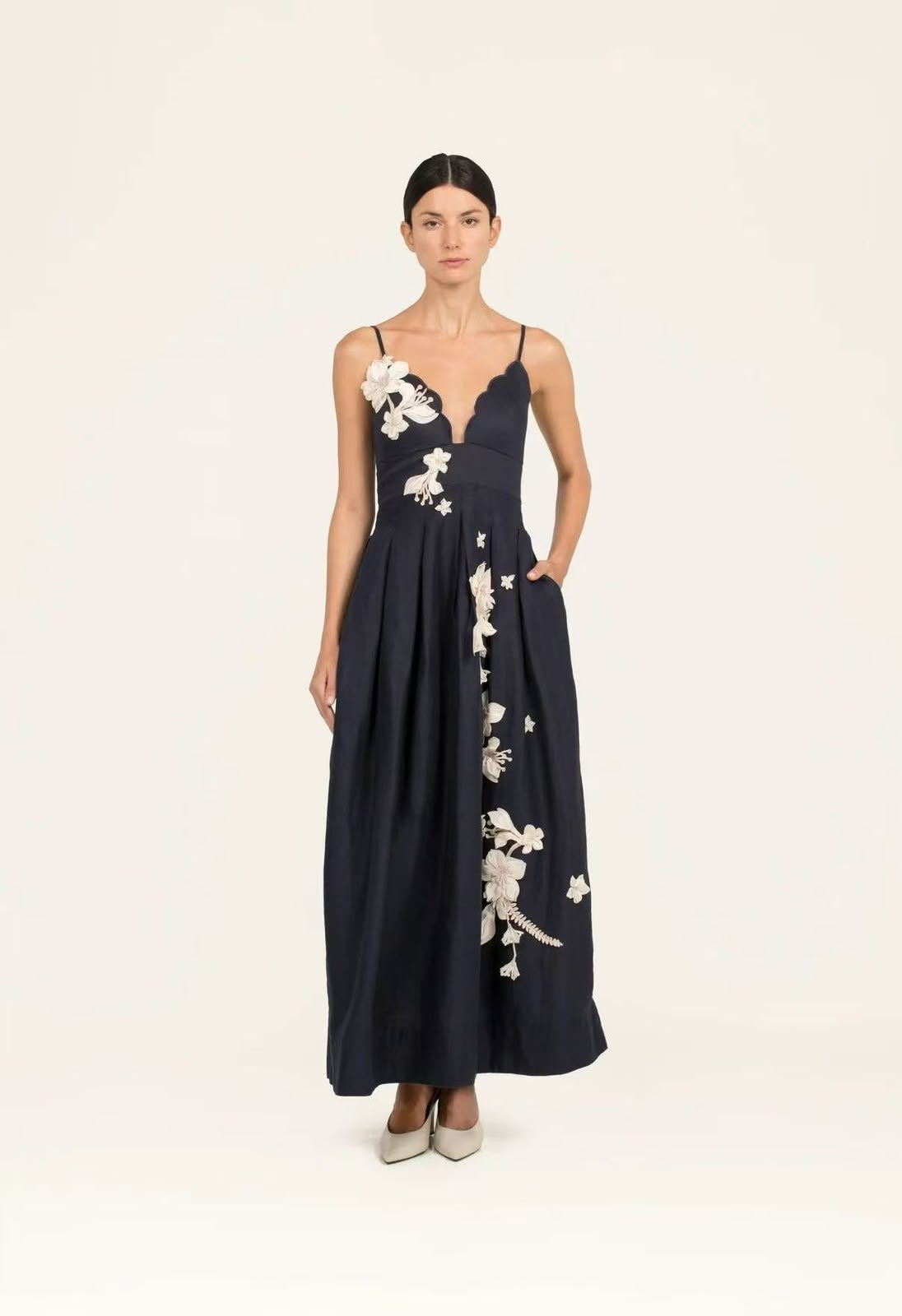Agua by Agua Bendita Scalloped Bodice Dress - Navy