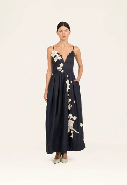 Agua by Agua Bendita Scalloped Bodice Dress - Navy