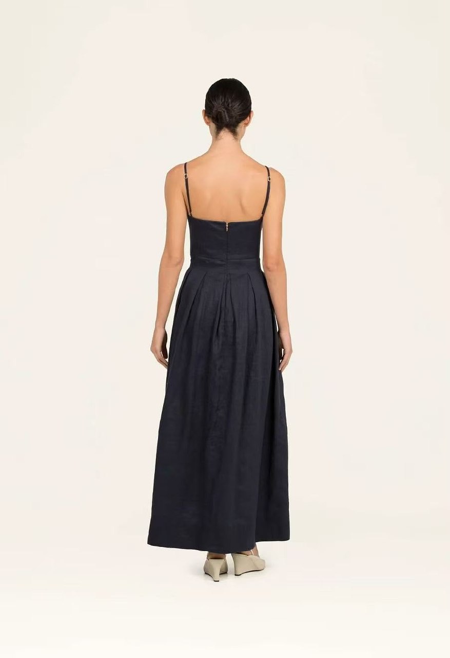Agua by Agua Bendita Scalloped Bodice Dress - Navy