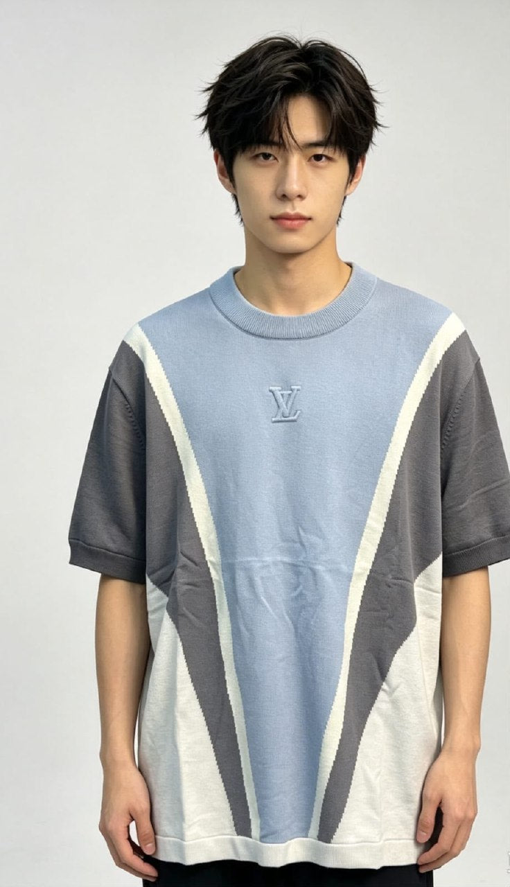 Louis Vuitton Knitted T-Shirt Panel Design - Light Blue