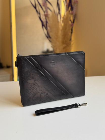 Berluti Clutch - Dark Grey Embossed