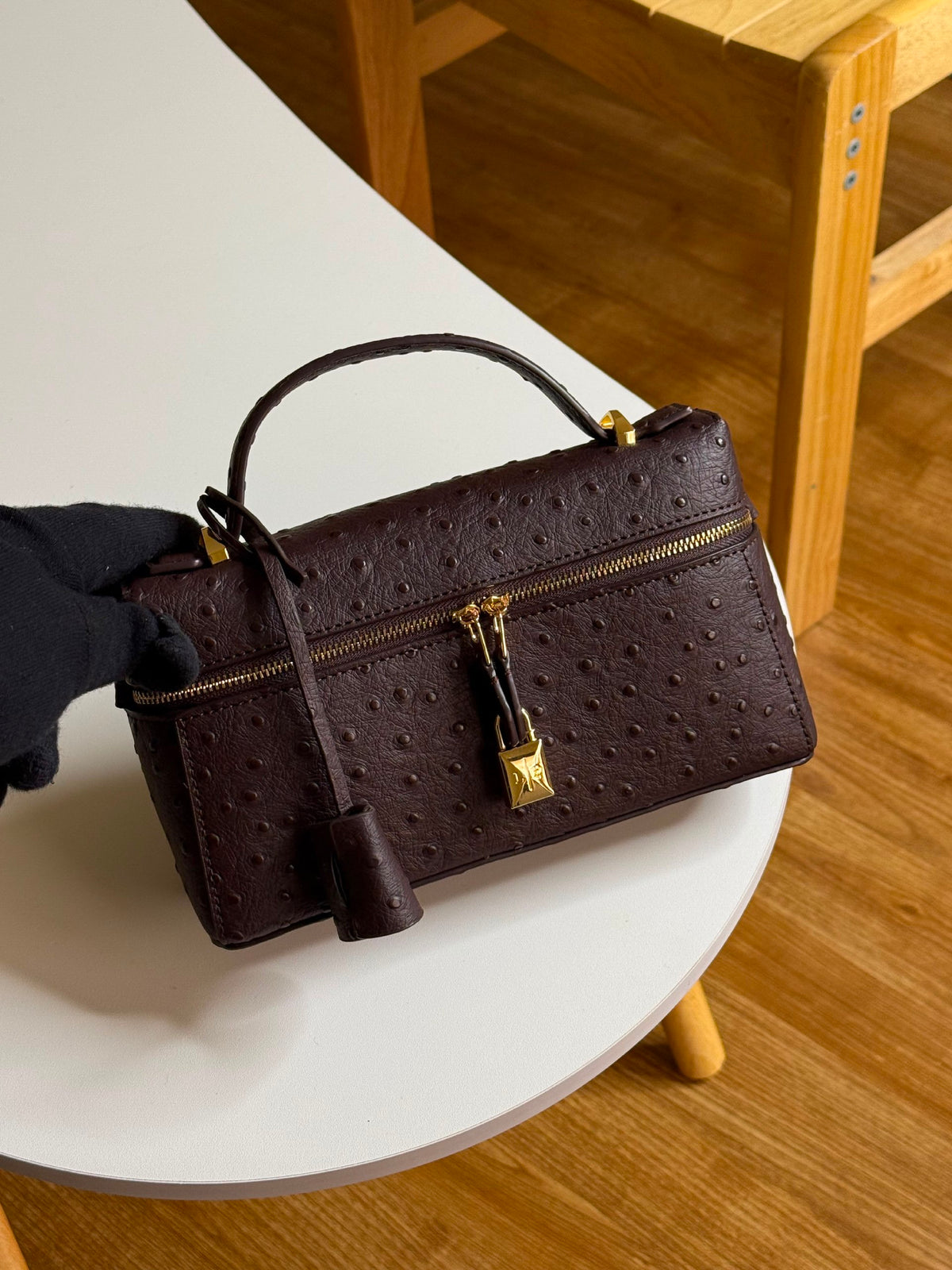Loro Piana Structured Top-Handle Handbag - Dark Brown