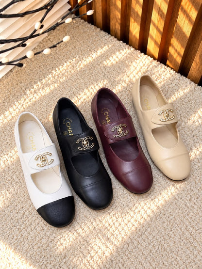 Chanel Ballerina - White & Black, Beige, White, Black, Burgundy