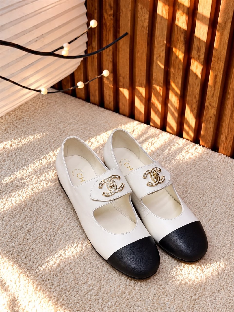 Chanel Ballerina - White & Black, Beige, White, Black, Burgundy