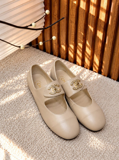 Chanel Ballerina - White & Black, Beige, White, Black, Burgundy
