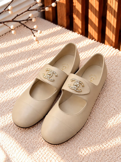 Chanel Ballerina - White & Black, Beige, White, Black, Burgundy
