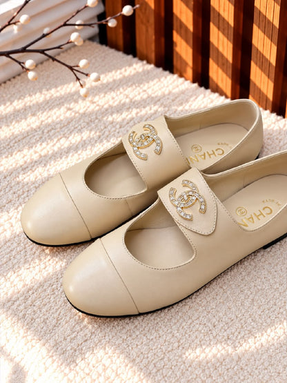 Chanel Ballerina - White & Black, Beige, White, Black, Burgundy