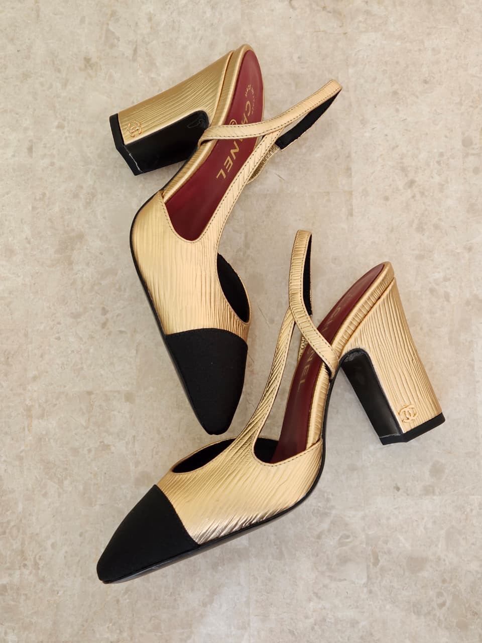 Chanel Block-Heel Slingback Heels - Black