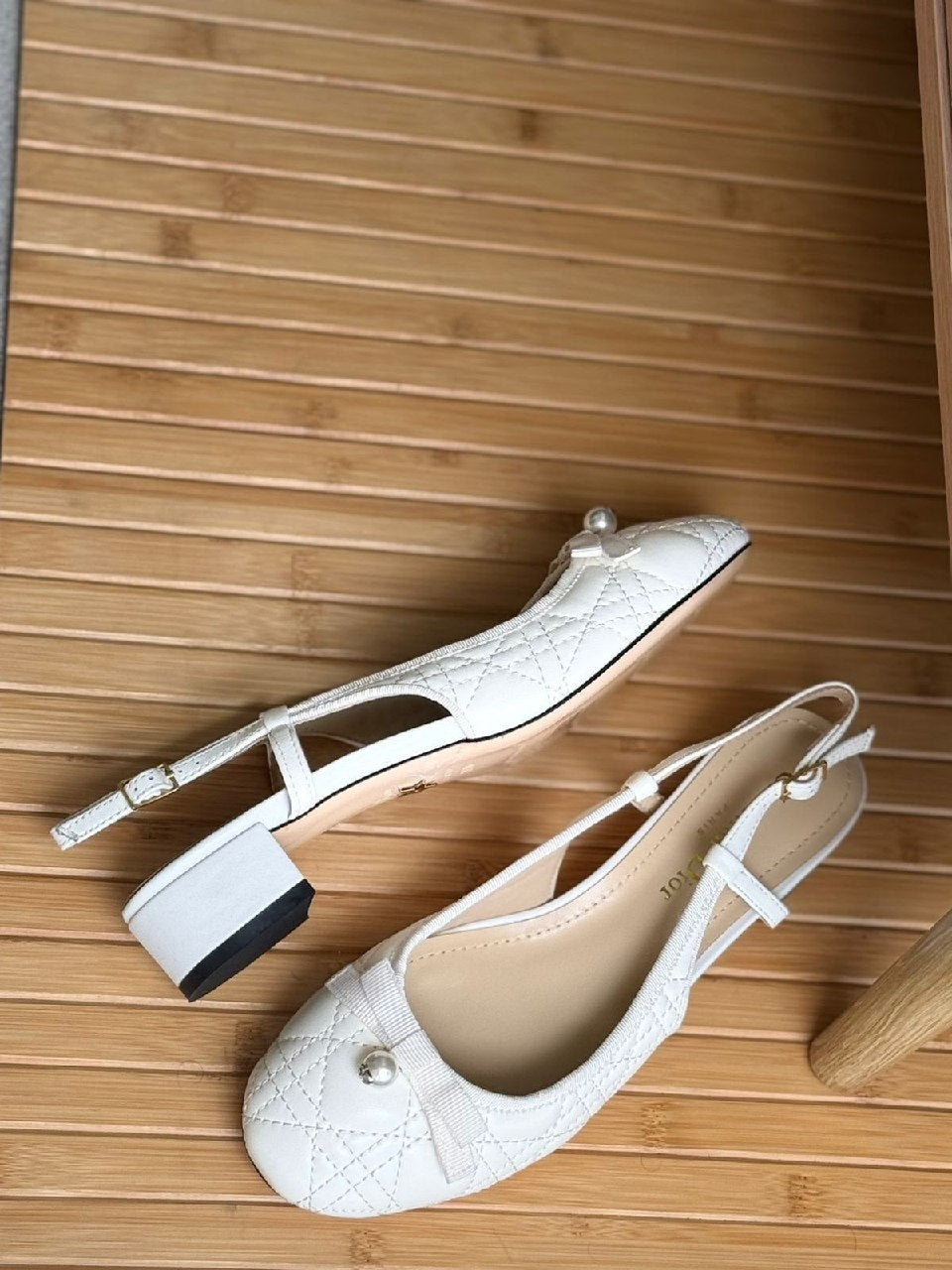 Dior Quilted Pearl Heels - Burgundy, Gold, White, Black, Beige