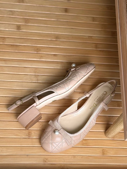 Dior Quilted Pearl Heels - Burgundy, Gold, White, Black, Beige
