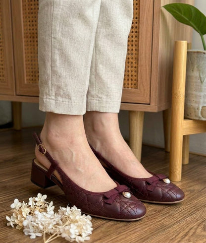 Dior Quilted Pearl Heels - Burgundy, Gold, White, Black, Beige