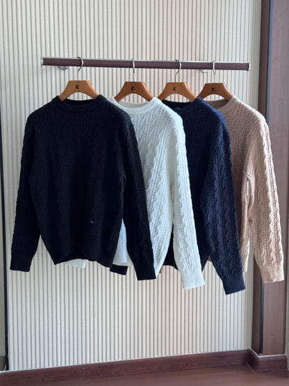 Dior Cable-Knit Sweater - Black, Beige, White, Navy