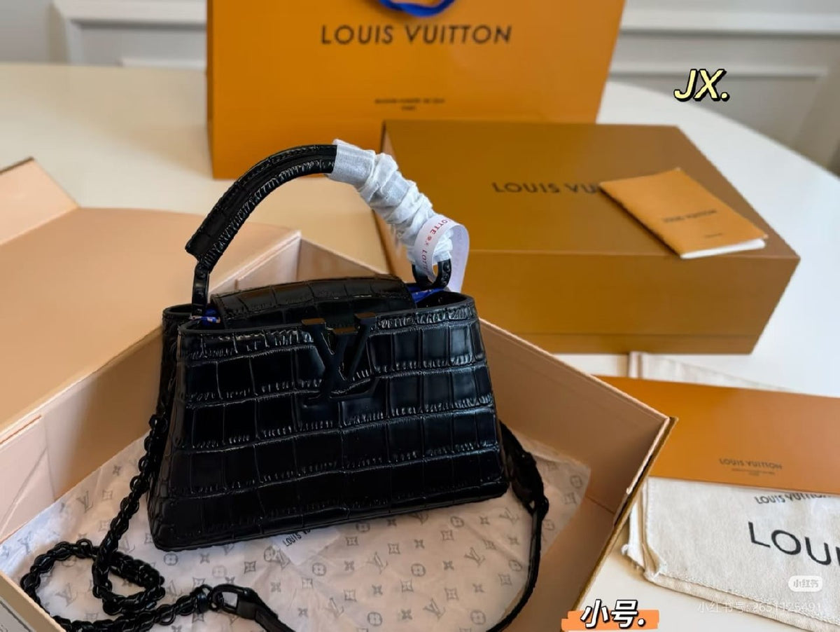 Louis Vuitton Chain-Detail Handbag - Black Embossed