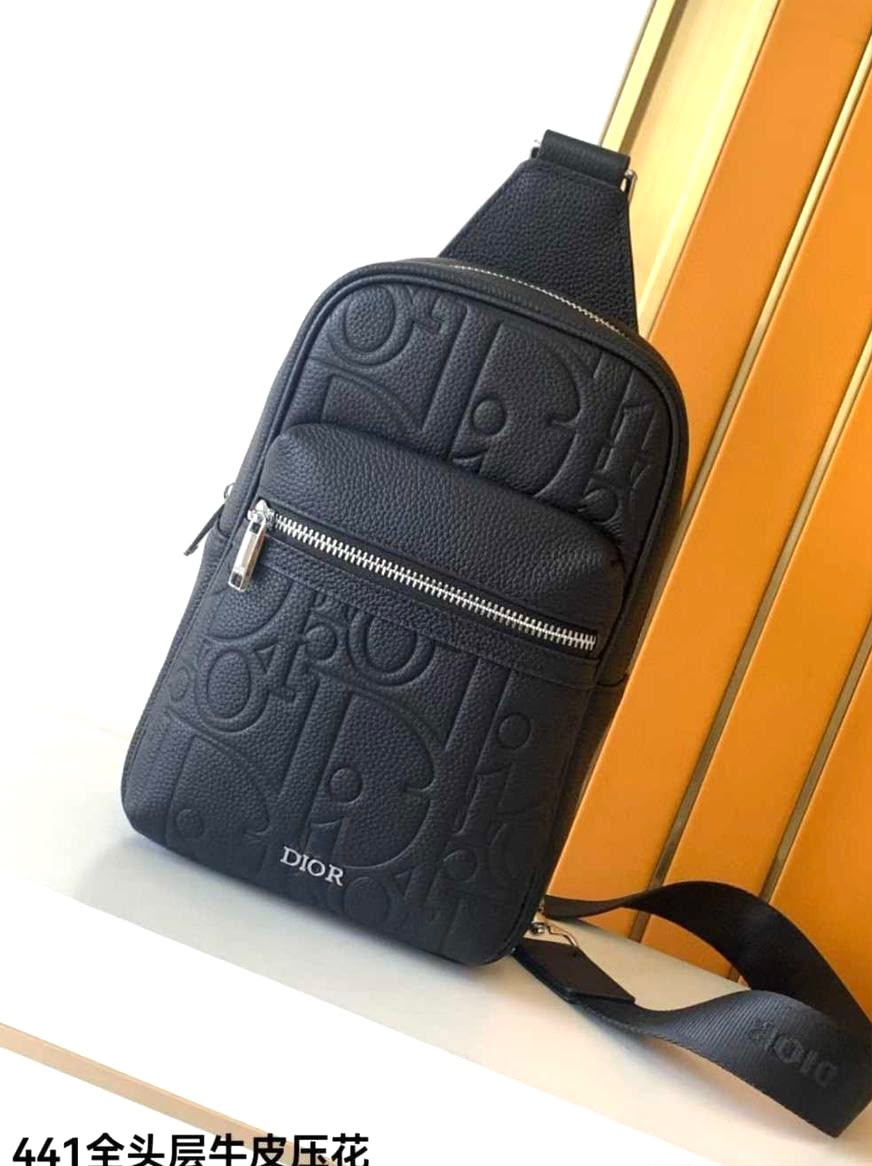 Dior Raised-Panel Crossbody Bag - Black