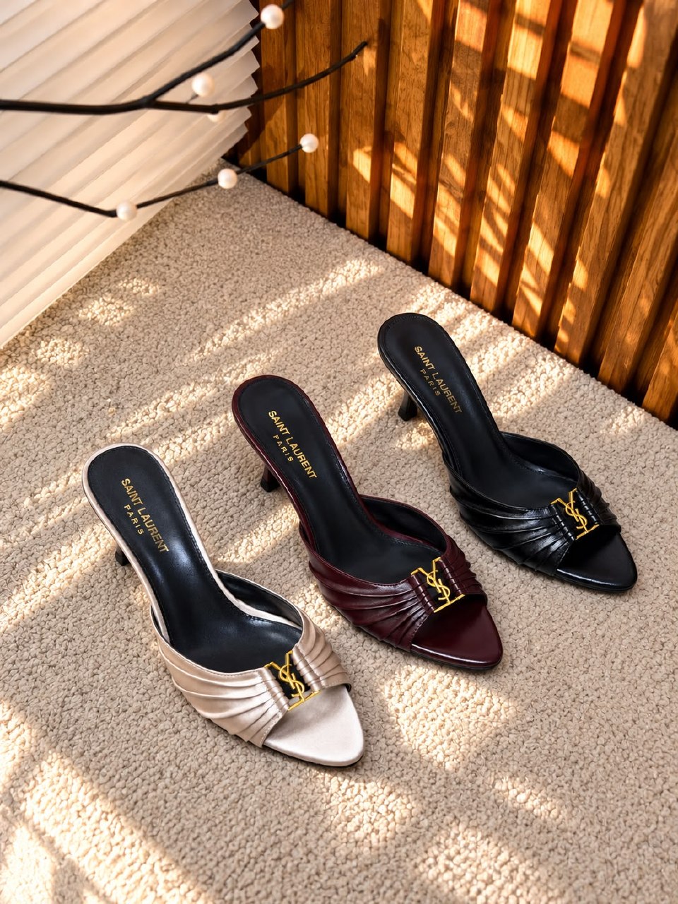 YSL Heels - Black, Burgundy, Beige