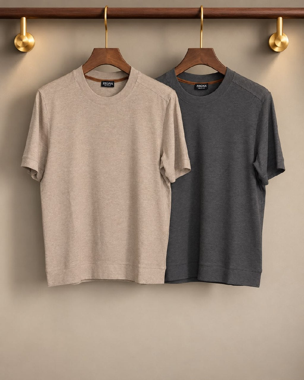 Zegna T-Shirt - Beige, Dark Grey