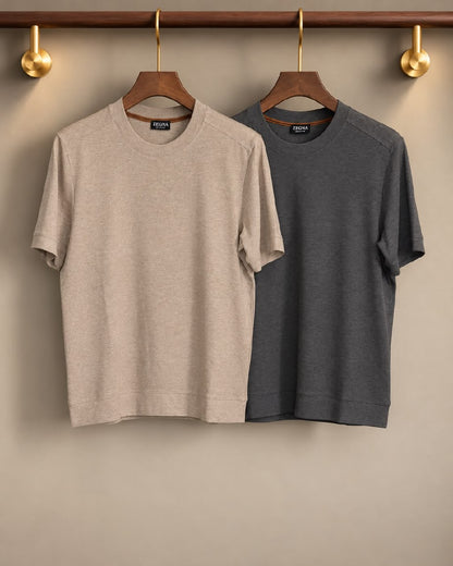 Zegna T-Shirt - Beige, Dark Grey