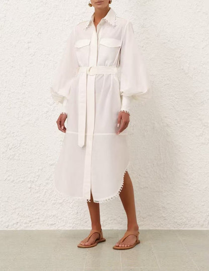 Zimmermann Belted Shirt Dress - White