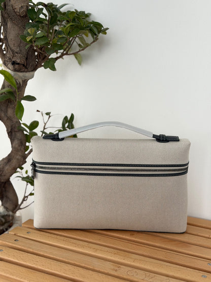 Loro Piana Bound-Zip Laptop Bag - Beige