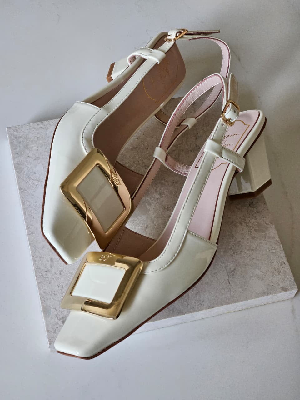 Roger Vivier Square Buckle Heels - White