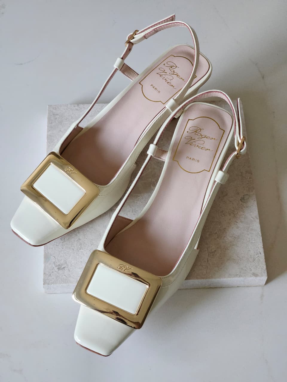 Roger Vivier Square Buckle Heels - White