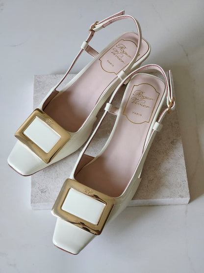 Roger Vivier Square Buckle Heels - White
