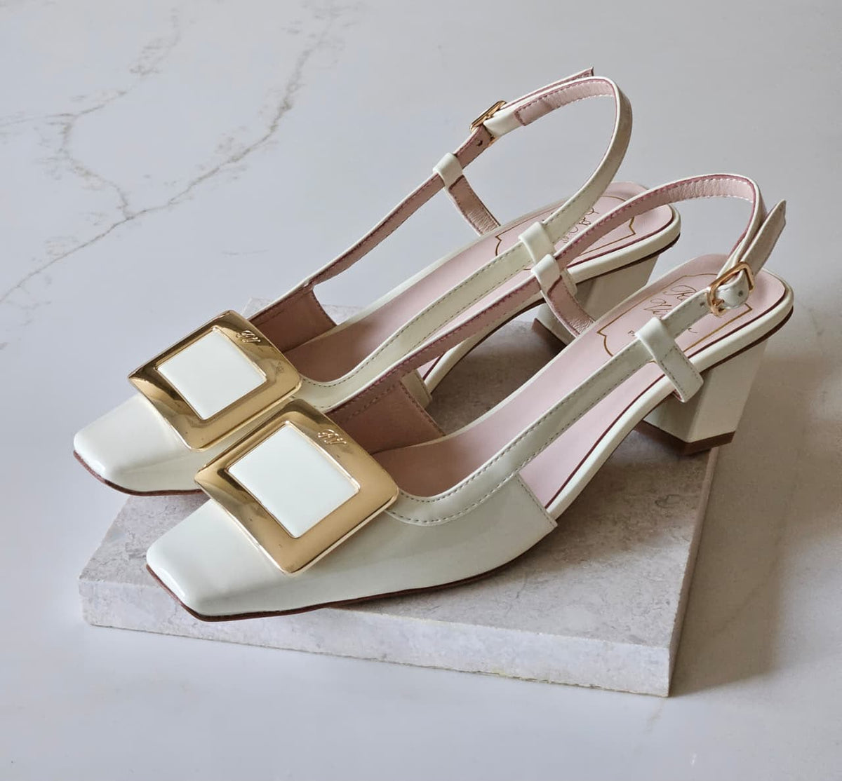 Roger Vivier Square Buckle Heels - White