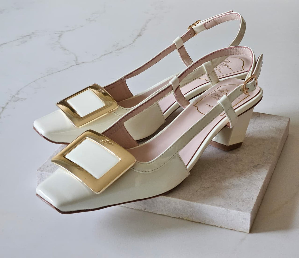Roger Vivier Square Buckle Heels - White
