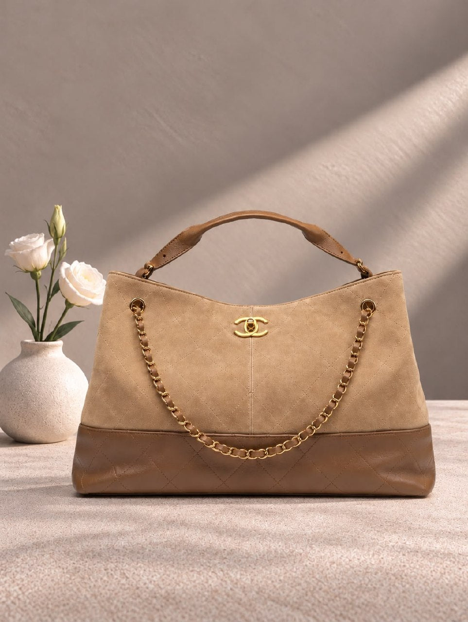 Chanel Panelled Tote Bag - Beige